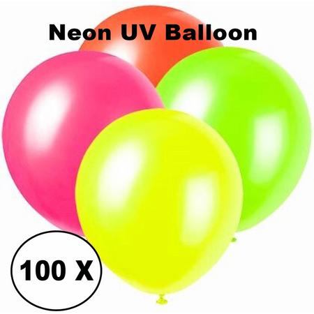 100 Neon UV Ballonnen | 25 cm/ 9 inch UV Latex Premium balloons| UV Ballonnen| Latex Ballonnen